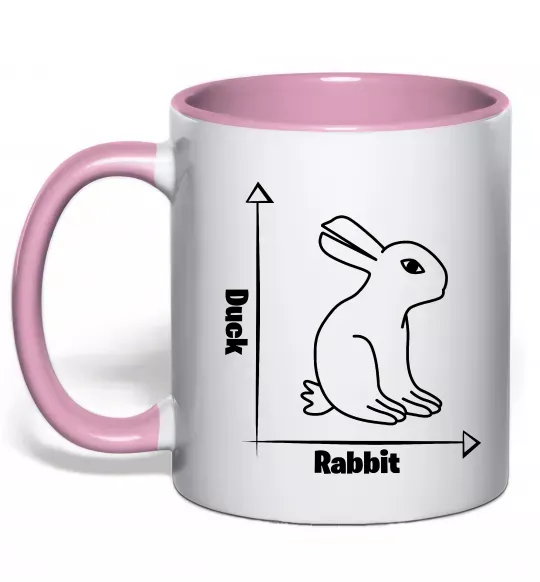 Чашка с цветной ручкой Duck or rabbit Нежно розовый фото