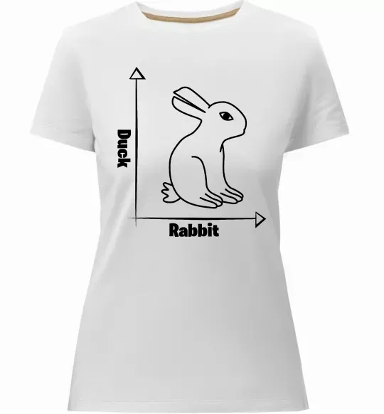Женская премиум футболка Duck or rabbit Белый фото