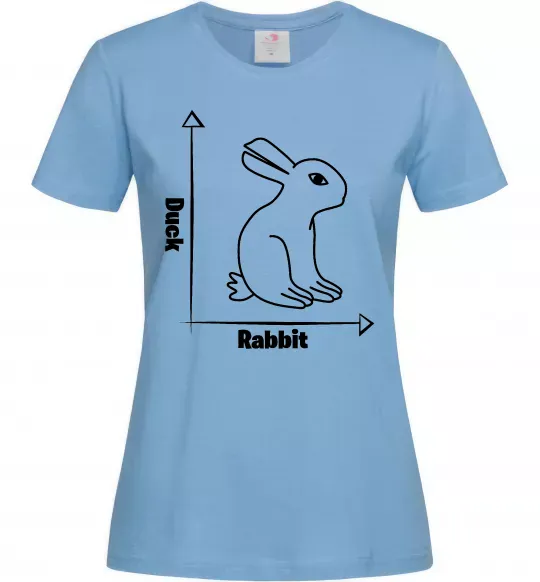 Женская футболка Duck or rabbit Голубой фото