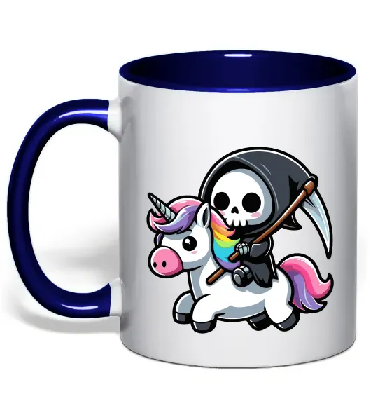 Чашка с цветной ручкой Вершник на єдинорозі Глубокий темно-синий фото