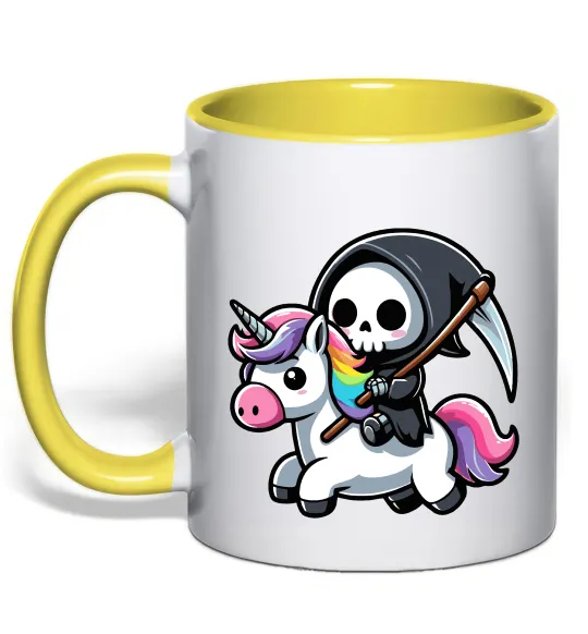 Чашка з кольоровою ручкою Вершник на єдинорозі Лимонний фото