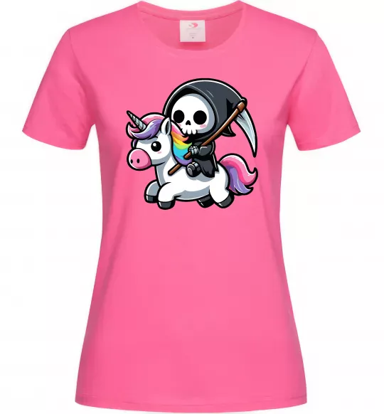 Женская футболка Вершник на єдинорозі Ярко-розовый фото