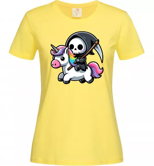 Женская футболка Вершник на єдинорозі Лимонный фото