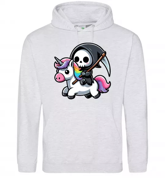 Мужская толстовка (худи) Вершник на єдинорозі Серый меланж фото