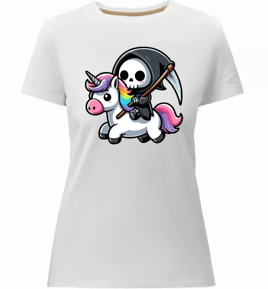 Женская премиум футболка Вершник на єдинорозі Белый фото