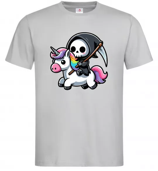 Мужская футболка Вершник на єдинорозі Серый фото