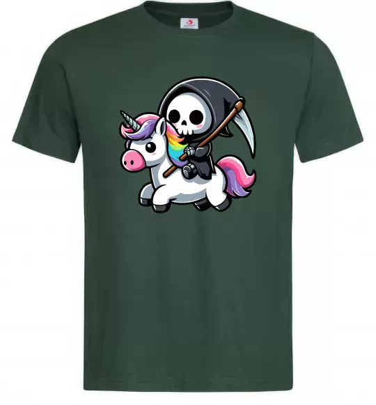 Мужская футболка Вершник на єдинорозі Темно-зеленый фото