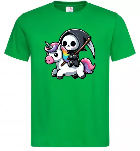 Мужская футболка Вершник на єдинорозі Зеленый фото