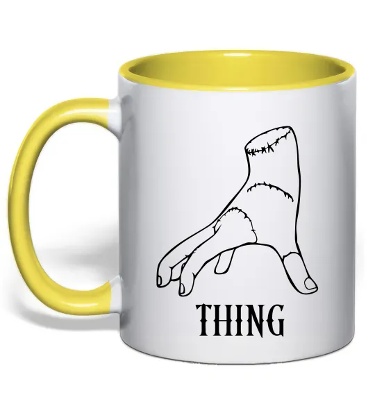 Чашка з кольоровою ручкою Wednesday thing Лимонний фото