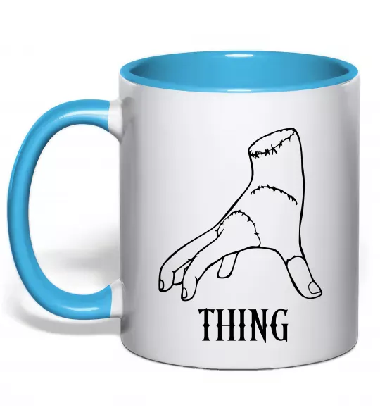 Чашка с цветной ручкой Wednesday thing Голубой фото