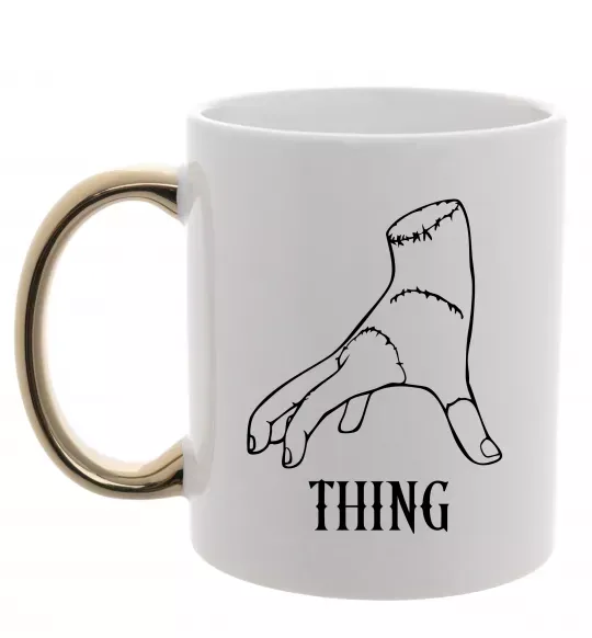 Чашка с цветной ручкой Wednesday thing Золото фото