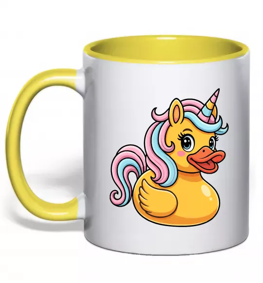 Чашка з кольоровою ручкою Unicorn duck Сонячно жовтий фото