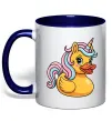 Чашка з кольоровою ручкою Unicorn duck Глибокий темно-синій фото