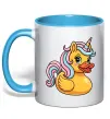 Чашка з кольоровою ручкою Unicorn duck Блакитний фото