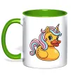 Чашка з кольоровою ручкою Unicorn duck Зелений фото