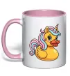 Чашка з кольоровою ручкою Unicorn duck Ніжно рожевий фото
