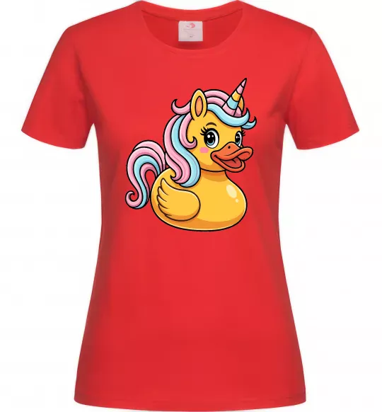 Женская футболка Unicorn duck Красный фото