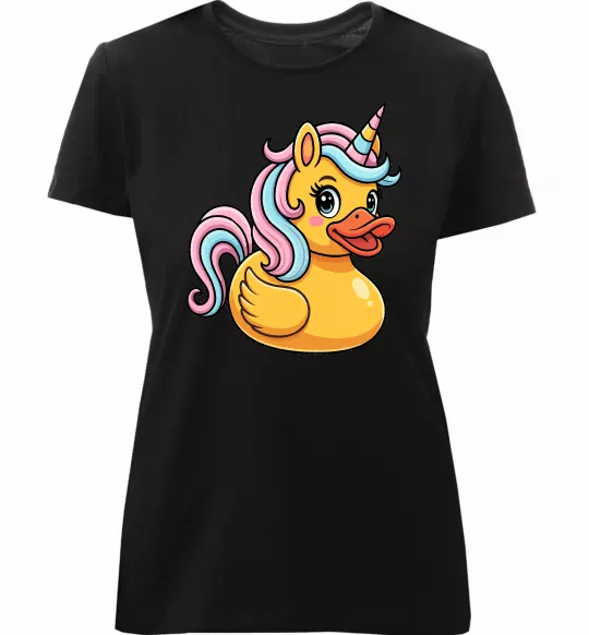 Жіноча преміум футболка Unicorn duck Чорний фото