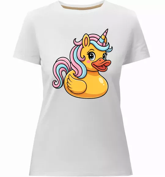 Жіноча преміум футболка Unicorn duck Білий фото