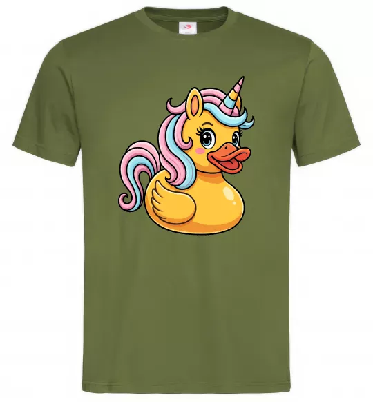 Чоловіча футболка Unicorn duck Оливковий фото