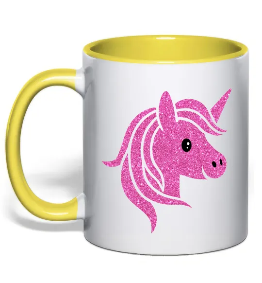 Чашка з кольоровою ручкою Sparkle unicorn Лимонний фото