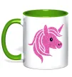 Чашка з кольоровою ручкою Sparkle unicorn Лаймовий фото