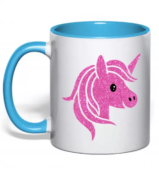 Чашка с цветной ручкой Sparkle unicorn Голубой фото