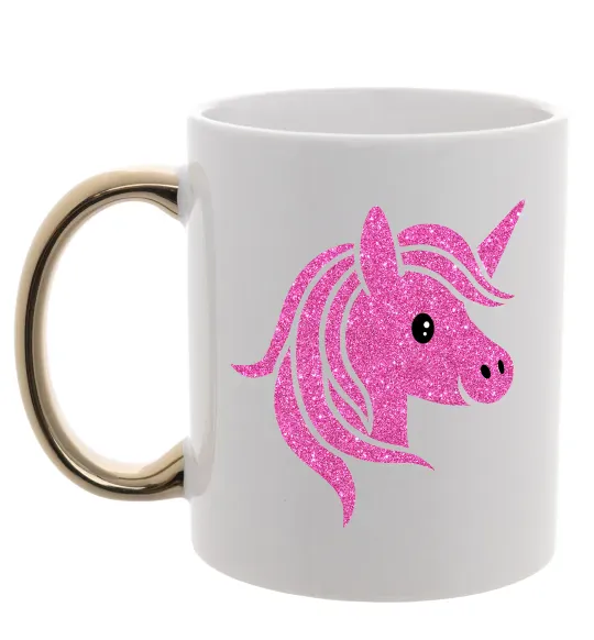 Чашка с цветной ручкой Sparkle unicorn Золото фото