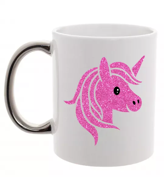 Чашка с цветной ручкой Sparkle unicorn Серебро фото