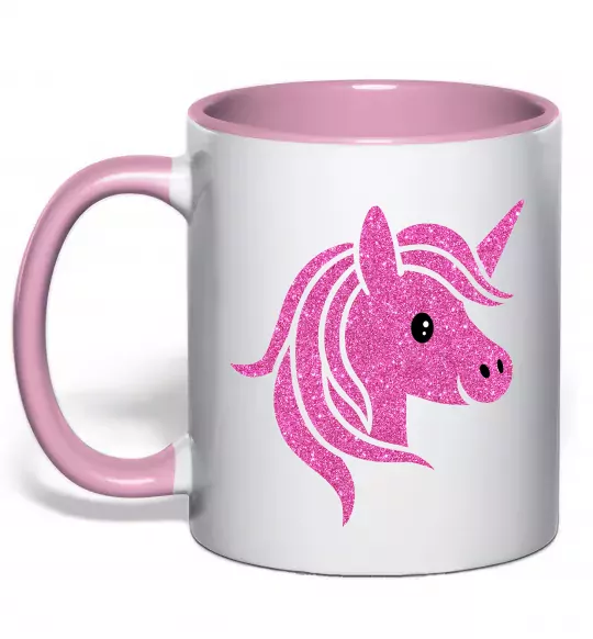 Чашка с цветной ручкой Sparkle unicorn Нежно розовый фото
