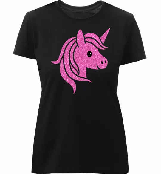 Женская премиум футболка Sparkle unicorn Черный фото