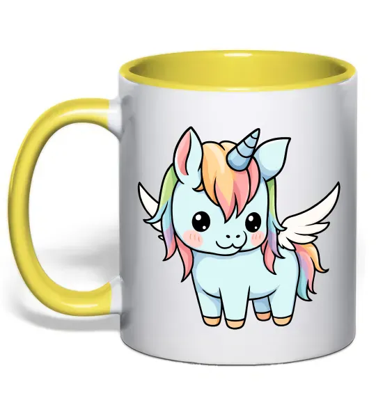 Чашка с цветной ручкой Rainbowdash unicorn Солнечно желтый фото