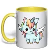 Чашка с цветной ручкой Rainbowdash unicorn Солнечно желтый фото