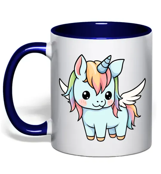 Чашка с цветной ручкой Rainbowdash unicorn Глубокий темно-синий фото