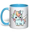 Чашка с цветной ручкой Rainbowdash unicorn Голубой фото