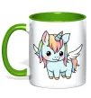 Чашка с цветной ручкой Rainbowdash unicorn Зеленый фото
