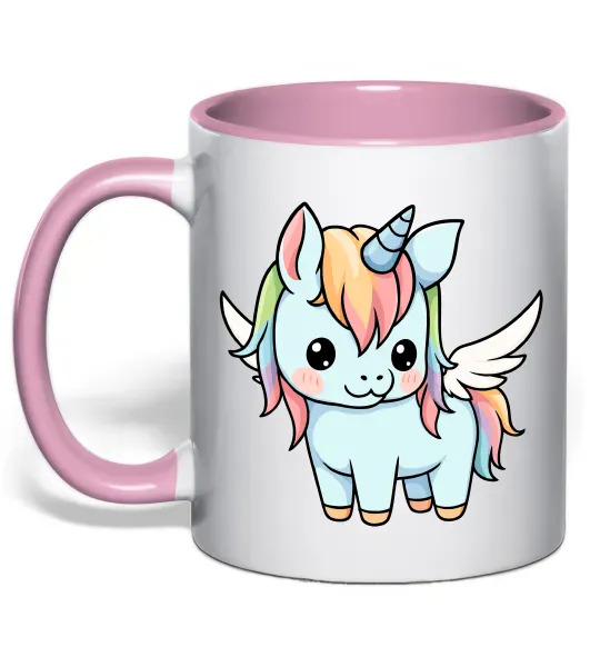 Чашка с цветной ручкой Rainbowdash unicorn Нежно розовый фото
