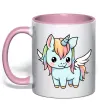 Чашка с цветной ручкой Rainbowdash unicorn Нежно розовый фото