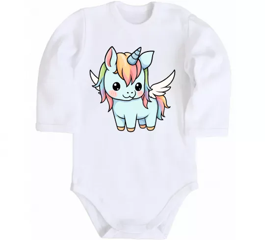 Дитячий бодік Rainbowdash unicorn Білий фото