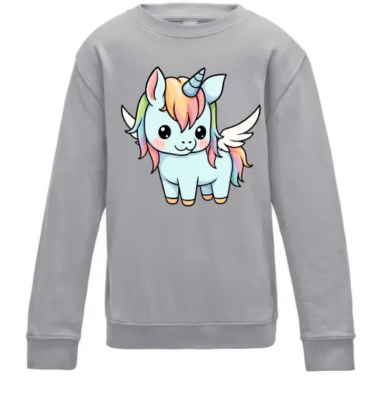 Детский Свитшот Rainbowdash unicorn Серый меланж фото