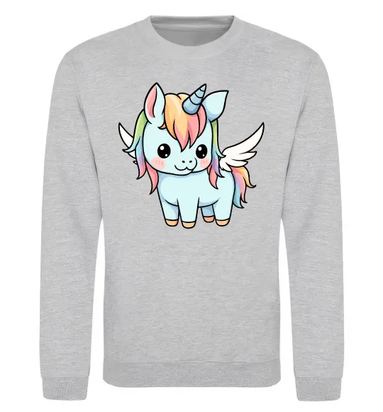 Світшот Rainbowdash unicorn Сірий меланж фото