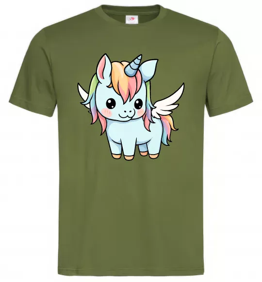 Мужская футболка Rainbowdash unicorn Оливковый фото