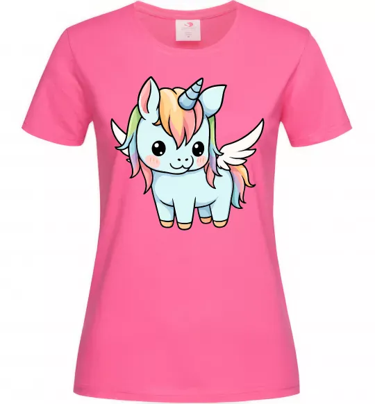 Женская футболка Rainbowdash unicorn Ярко-розовый фото