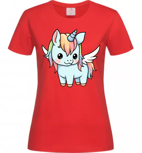 Женская футболка Rainbowdash unicorn Красный фото