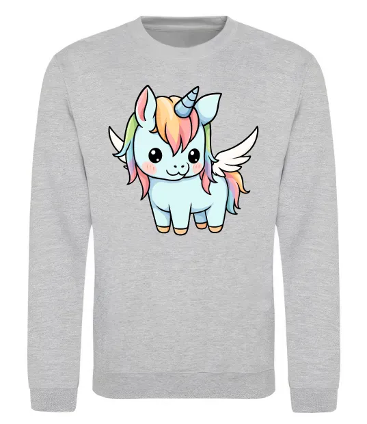 Свитшот Rainbowdash unicorn Серый меланж фото