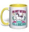 Чашка с цветной ручкой I`m not weird Солнечно желтый фото