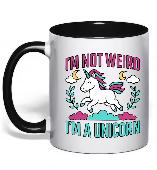 Чашка с цветной ручкой I`m not weird Черный фото