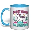 Чашка с цветной ручкой I`m not weird Голубой фото