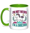 Чашка с цветной ручкой I`m not weird Зеленый фото