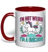 Чашка с цветной ручкой I`m not weird Красный фото